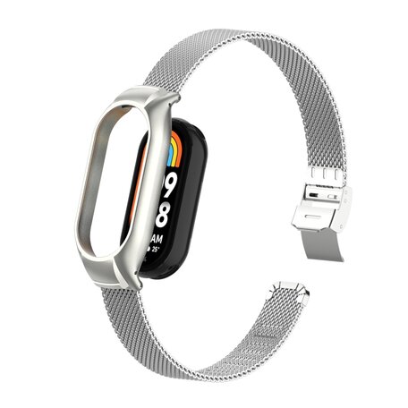 Milanese bandje met case - Zilver - Xiaomi Smart band 8