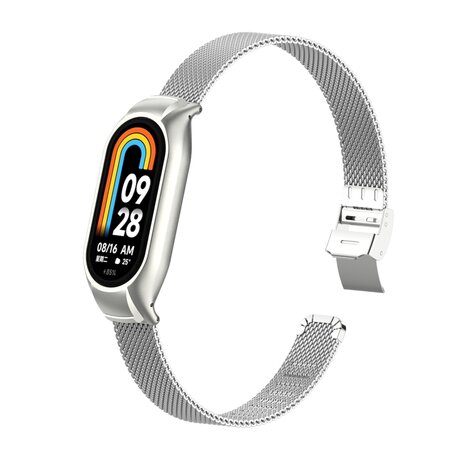 Milanese bandje met case - Zilver - Xiaomi Smart band 8