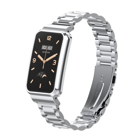 Metalen schakelband met case - Zilver - Xiaomi Smart band 7 Pro