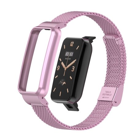 Milanese bandje met case - Lila - Xiaomi Smart band 7 Pro