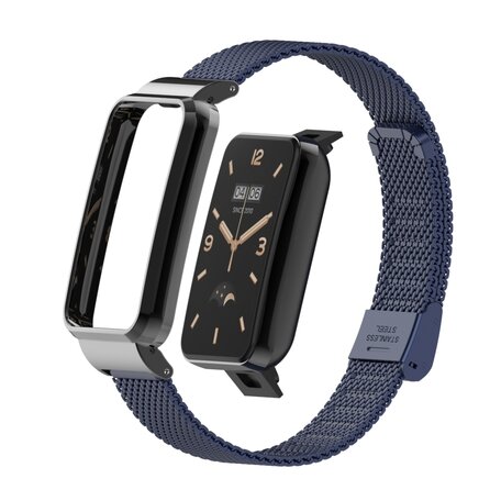 Milanese bandje met case - Donkerblauw - Xiaomi Smart band 7 Pro