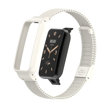 Milanese bandje met case - Wit - Xiaomi Smart band 7 Pro