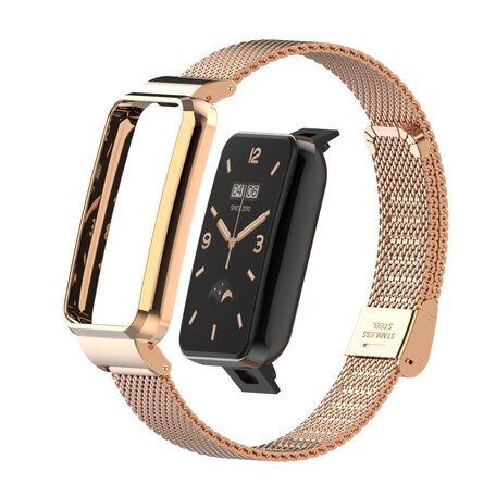 Milanese bandje met case - Champagne goud - Xiaomi Smart band 7 Pro