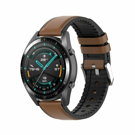 leer + siliconen bandje - Bruin - Samsung Galaxy Watch 6 - 40mm & 44mm