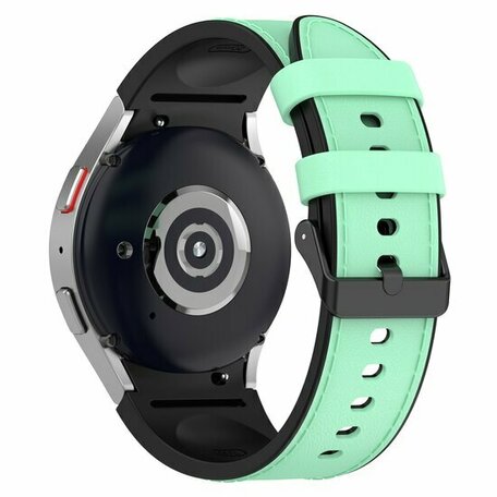 leer + siliconen bandje - Maat: large - Groen - Samsung Galaxy Watch 6 - 40mm & 44mm