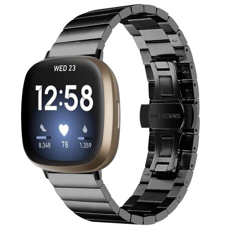 Fitbit Versa 3/4 & Sense 1/2 metalen schakelband - Zwart