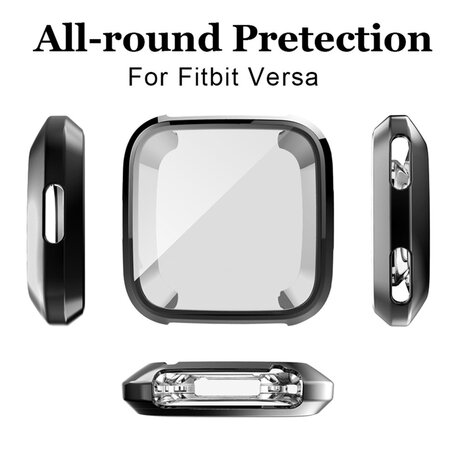 Fitbit Versa 1 soft TPU case (volledig beschermd) - Zilver