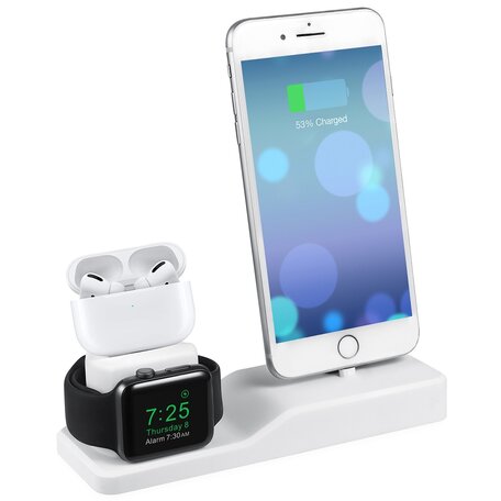 3 in 1 houder geschikt voor Apple Watch & Airpods & iPhone - Wit