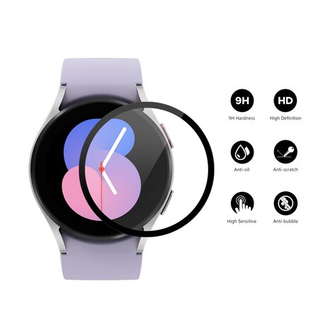 Screen protector tempered glass - Full cover - Geschikt voor de Samsung Galaxy Watch 5 - 40mm