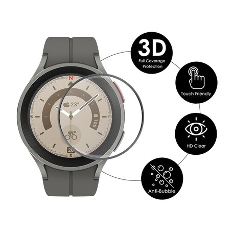 Screen protector - Full cover - Geschikt voor de Samsung Galaxy Watch 5 Pro - 45mm