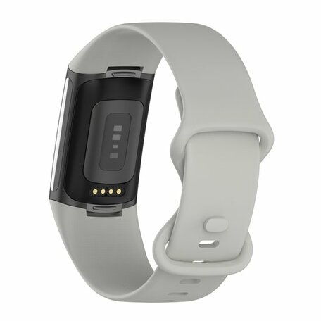 FitBit Charge 5 & 6 Sportbandje met dubbele lus - Steengrijs - Maat: L