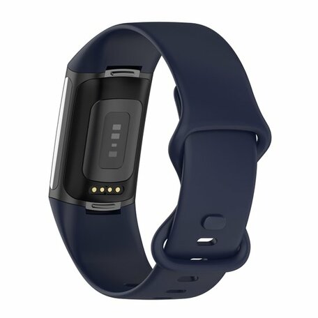 FitBit Charge 5 & 6 Sportbandje met dubbele lus - Donkerblauw - Maat: L