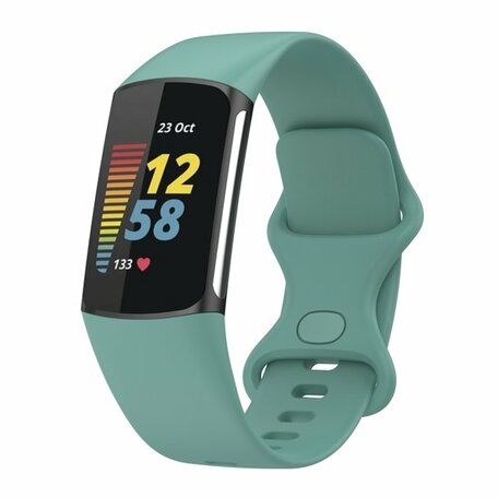 FitBit Charge 5 & 6 Sportbandje met dubbele lus - Dennenboom groen - Maat: S