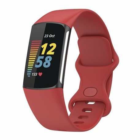 FitBit Charge 5 & 6 Sportbandje met dubbele lus - Rood - Maat: S