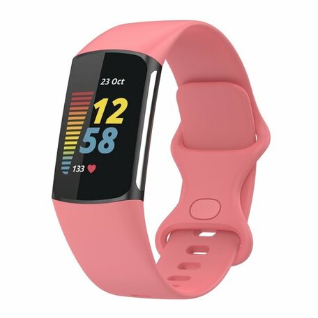 FitBit Charge 5 & 6 Sportbandje met dubbele lus - Roze - Maat: S