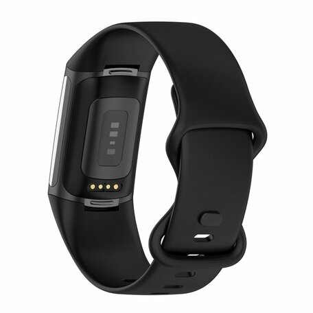 FitBit Charge 5 & 6 Sportbandje met dubbele lus - Zwart - Maat: S