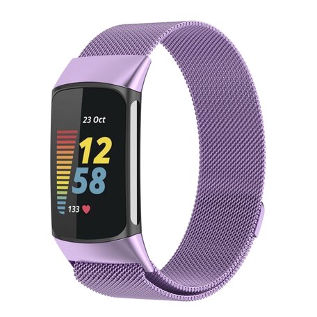 Milanese bandje - Paars - Geschikt voor FitBit Charge 5 & 6