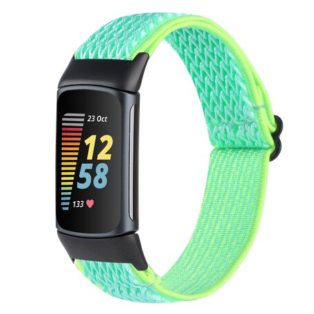 FitBit Charge 5 & 6 Elastische solo loop nylon bandje - Mint groen