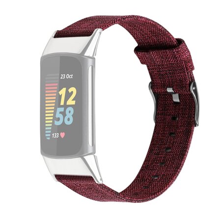 Fitbit Charge 5 & 6 Nylon bandje - Bordeaux