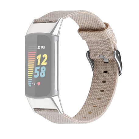 Fitbit Charge 5 & 6 Nylon bandje - Beige