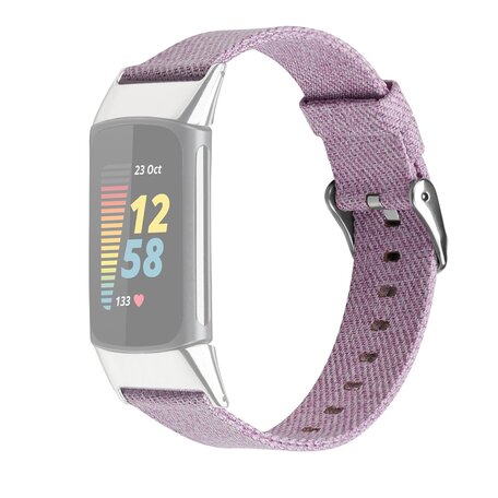 Fitbit Charge 5 & 6 Nylon bandje - Lichtpaars
