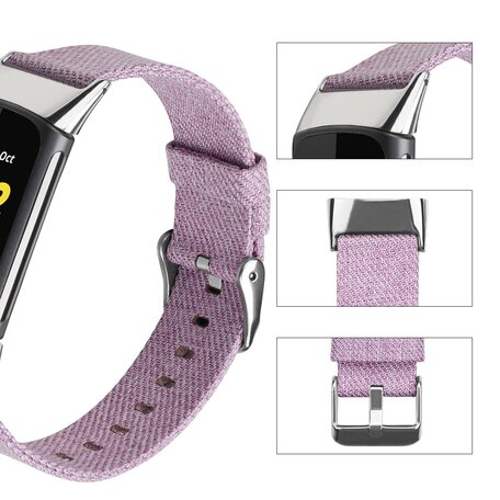 Fitbit Charge 5 & 6 Nylon bandje - Lichtpaars