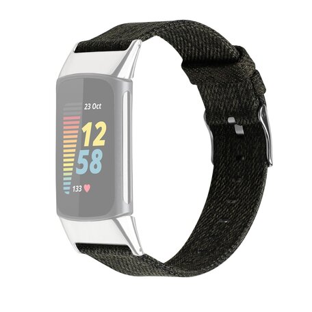 Fitbit Charge 5 & 6 Nylon bandje - Donkergroen