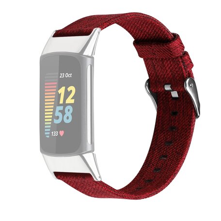 Fitbit Charge 5 & 6 Nylon bandje - Rood