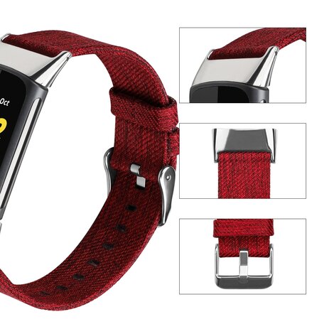 Fitbit Charge 5 & 6 Nylon bandje - Rood