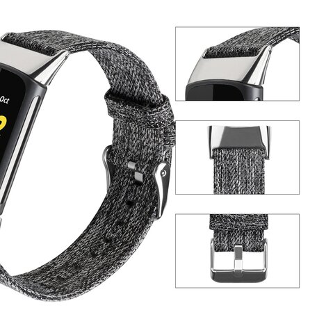 Fitbit Charge 5 & 6 Nylon bandje - Grijs