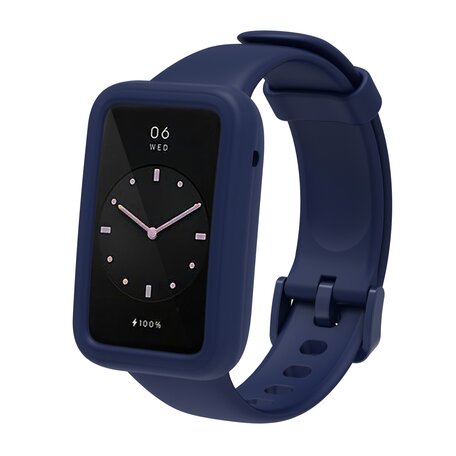 Siliconen sportbandje met case - Donkerblauw - Xiaomi Smart band 7 Pro