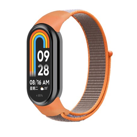 Sport loop nylon bandje - Oranje met grijs - Xiaomi Smart band 8