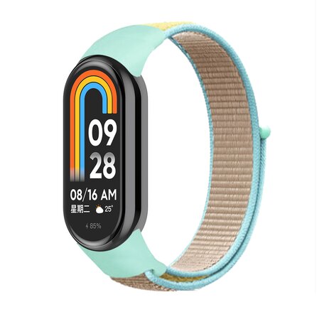 Sport loop nylon bandje - Turquoise met zandkleur - Xiaomi Smart band 8