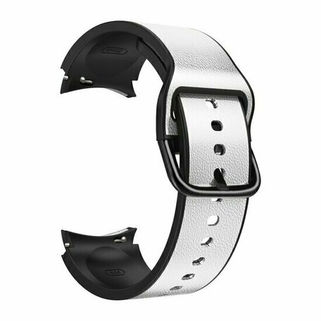 2 in 1 siliconen/ leren bandje - Grijs - Samsung Galaxy Watch 6 - 40mm & 44mm