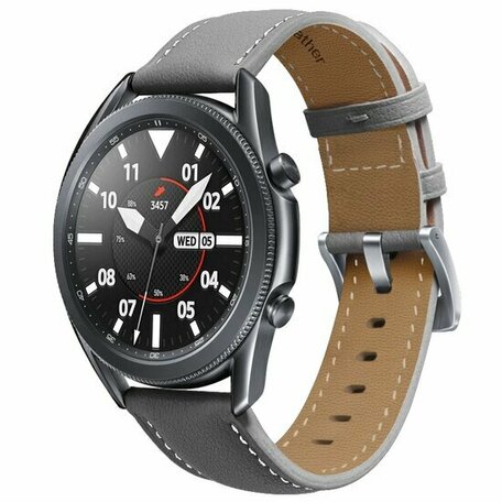 Premium Leather bandje - Grijs - Samsung Galaxy Watch 6 Classic - 47mm & 43mm