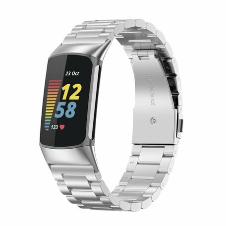 Metalen bandje - Zilver - Geschikt voor FitBit Charge 5 & 6