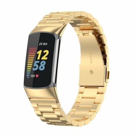 Metalen bandje - goud - Geschikt voor FitBit Charge 5 & 6