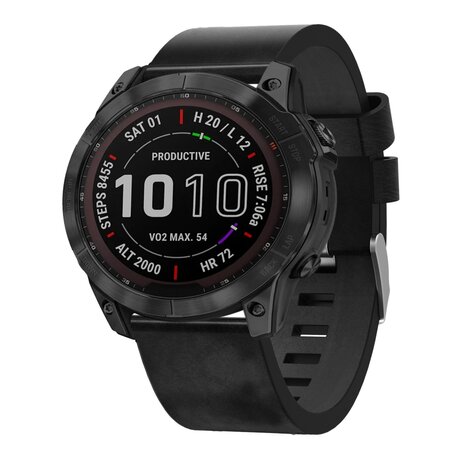 Leren bandje - Zwart - Garmin Quatix 7X / 6X & Tactix 7 (pro)