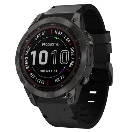 Leren bandje - Zwart - Garmin Forerunner 745 / 935 / 945 / 955 / 965