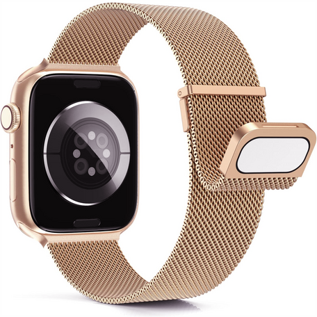 Milanese band - Champagne / rosé goud - Extra sterke magneet - Geschikt voor Apple Watch 42mm / 44mm / 45mm / 49mm