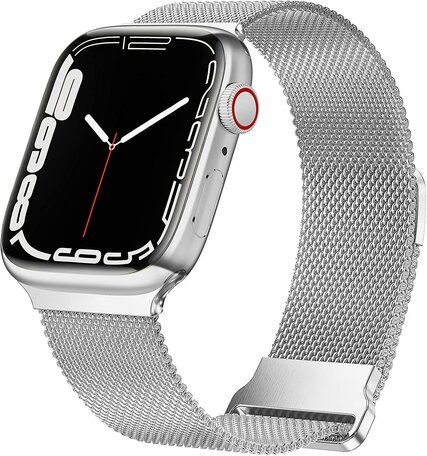 Milanese band - Zilver - Extra sterke magneet - Geschikt voor Apple Watch 42mm / 44mm / 45mm / 49mm