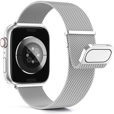 Milanese band - Zilver - Extra sterke magneet - Geschikt voor Apple Watch 42mm / 44mm / 45mm / 49mm