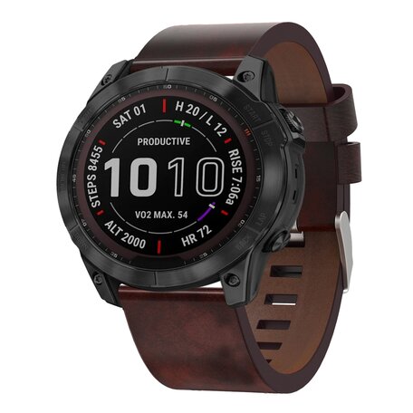 Leren bandje - Bruin - Garmin Quatix 7X / 6X & Tactix 7 (pro)