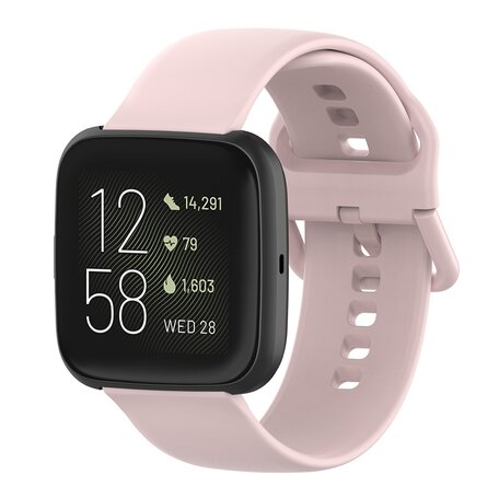 Fitbit Versa 1 / 2 & Lite siliconen sportbandje met gespsluiting - Roze - Maat: Small