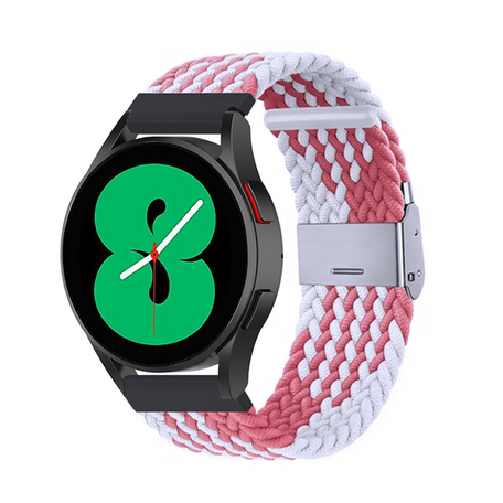 Braided nylon bandje - Wit / roze - Samsung Galaxy Watch 3 - 45mm