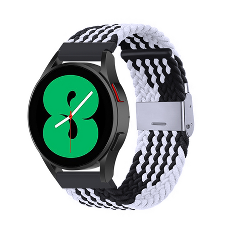 Braided nylon bandje - Zwart / wit - Samsung Galaxy Watch 3 - 45mm