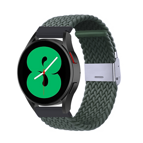 Braided nylon bandje - Donkergroen - Samsung Galaxy Watch 3 - 45mm