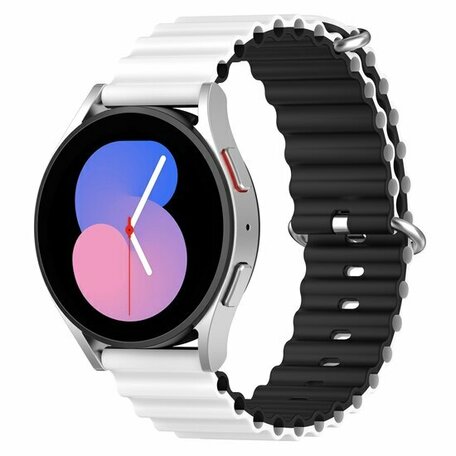 Ocean Style bandje - Wit / zwart - Xiaomi Mi Watch / Xiaomi Watch S1 / S1 Pro / S1 Active / Watch S2