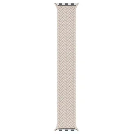 Braided Solo Loop nylon bandje - Maat: L - Sterrenlicht / Starlight - Geschikt voor Apple Watch 42mm / 44mm / 45mm / 49mm