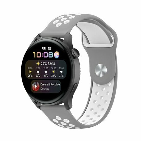 Sport Edition siliconen band - Grijs + wit - Huawei Watch GT 2 / GT 3 / GT 4 - 46mm